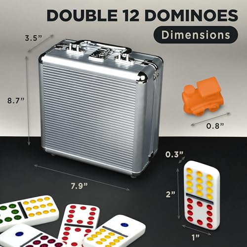 Mexican Train Dominoes Set with Wooden Hub