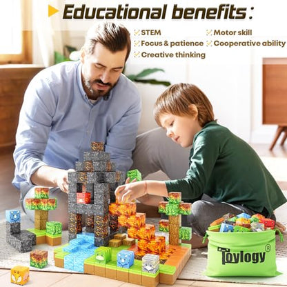 Dinosaur Toys Magnetic Blocks Volcano Edition (80 Count)
