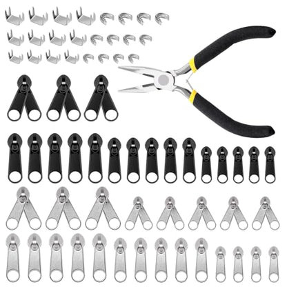 85pcs #3 #5 #8 Zipper Repair Kit Includes 39pcs Metal Zipper Sliders