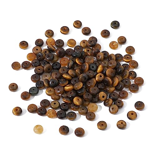Natural Yellow Tiger Eye Disk Stone Beads 4x2mm 160pcs Rondelle Loose Semi Gemstone Beads for Jewelry Making Design (160 Count)