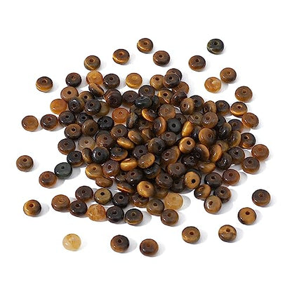 Natural Yellow Tiger Eye Disk Stone Beads 4x2mm 160pcs Rondelle Loose Semi Gemstone Beads for Jewelry Making Design (160 Count)