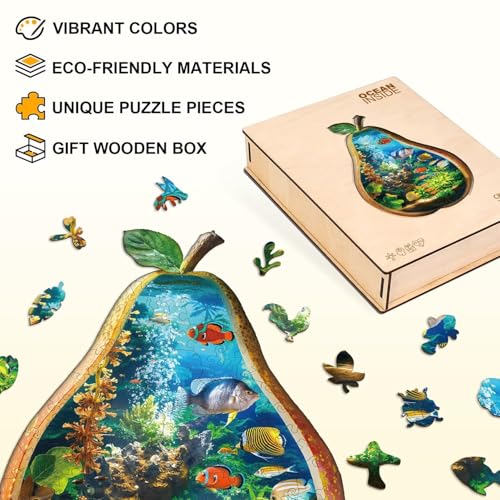 Ocean Inside Puzzles Adults Gifts Wooden 180 Pieces 14.1 * 9.7in
