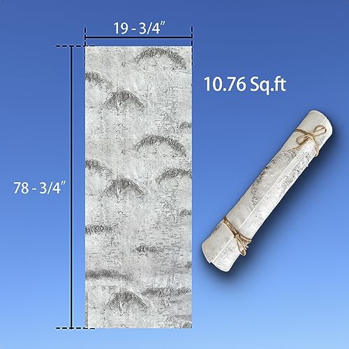 Artificial Birch Bark 3D Realistic Texture 78.7in*19.7in（10.8 Sq.ft）Silicone Material Faux Tree Bark Nature