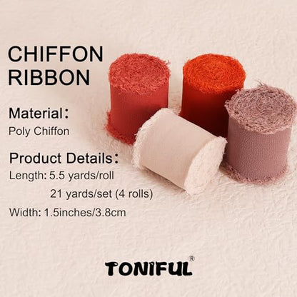 4 Rolls Silk Chiffon Ribbon 1 (4 Count)