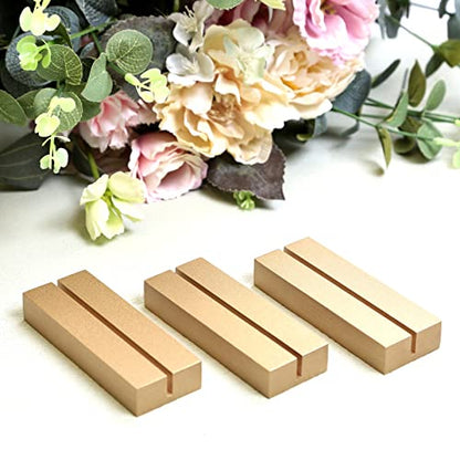 20 Pack 4" Gold Birch Wood Stands for Wedding Acrylic Sign (20 Count)