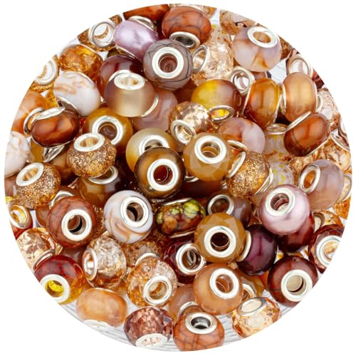 Brown Mix Large Hole Beads (100 Count)