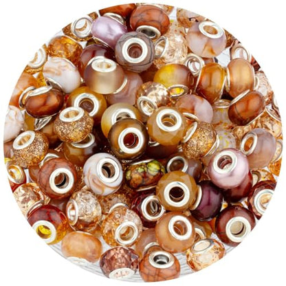 Brown Mix Large Hole Beads (100 Count)