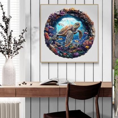 3D Cute Sea Turtle Puzzles Coral Ocean Fish Colorful Puzzle Adults Gifts for Women Men Wooden 100 Pieces 8.5x8.5in (100 Count)