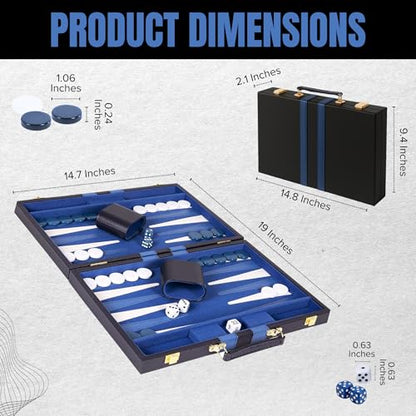 Premium Backgammon 15 Inches Medium Blue