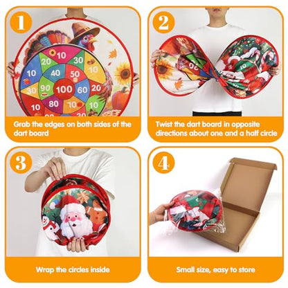 Christmas Thanksgiving Games Santa Claus Double Sided Dart Board for Family