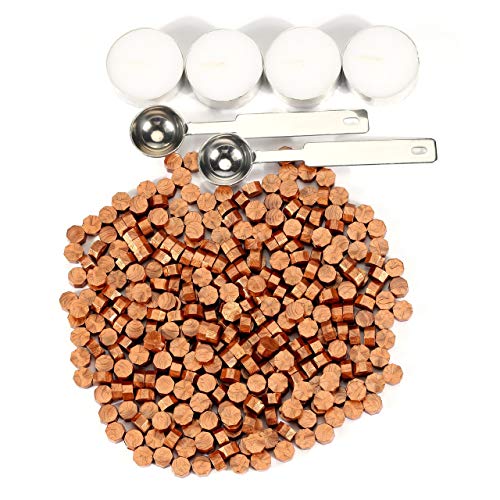 360 Pcs Metallic Copper Sealing Wax Beads Set for Wax Seal Stamp with Candles and Melting Spoon