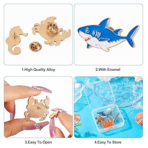 Beadthoven 5pcs Sea Life Badge Brooch Pins Fashion Metal Enamel Lapel Pin Backpack Clothes Fashion Jewelry Gift Cute Cartoon Ocean Sea Animals Pins for for DIY Backpacks Bags Jackets Hat Decoration (5 Count)