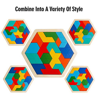 Wooden Hexagon Puzzle (16 Count)