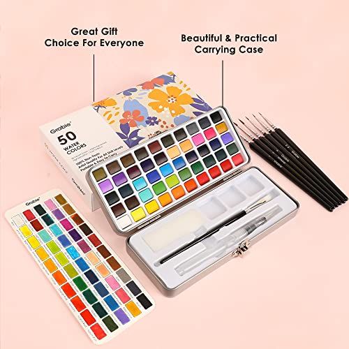 50 Color Watercolor Paint Set with Brush Pens (12.5 Ounce)