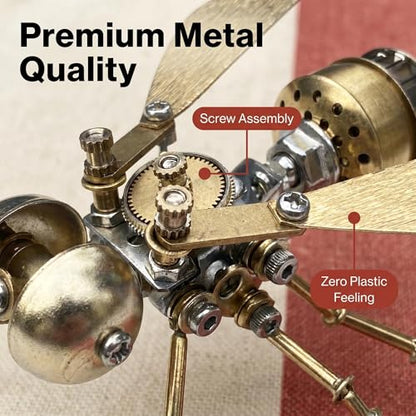 3D Metal Puzzle Mechanical Model Kit Steampunk Bee Insect 140+ Parts No Glue Build Premium Desktop Decor Christmas & Birthday Gift for Adults Hobbyists