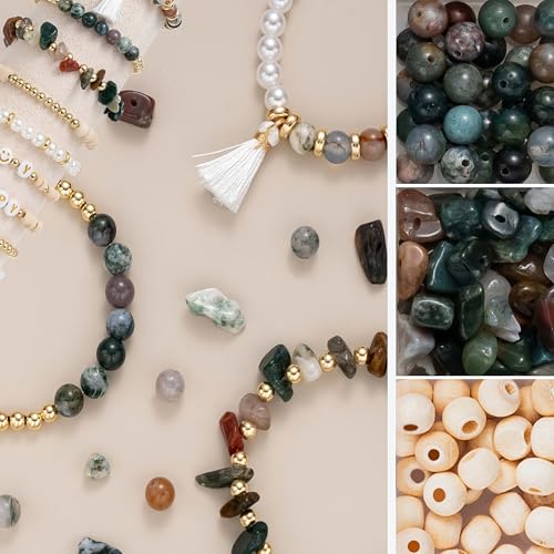 Jewelry Making Supplies Kit Natural Stone Beads for Irregular Natural Stone with for DIY Craft Bracelet Necklace Earrings for Adults