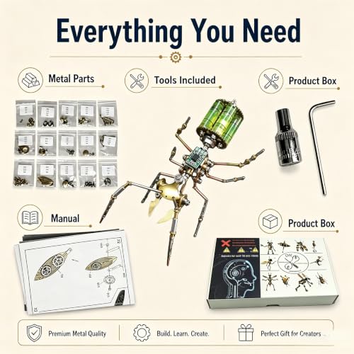 Steampunk 3D Metal Ant Puzzle Model for Adults