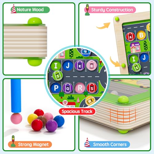 Magnetic Maze 2 in 1 Double Side Color and Number Maze Alphabet Puzzle Board for 3