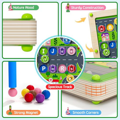 Magnetic Maze 2 in 1 Double Side Color and Number Maze Alphabet Puzzle Board for 3