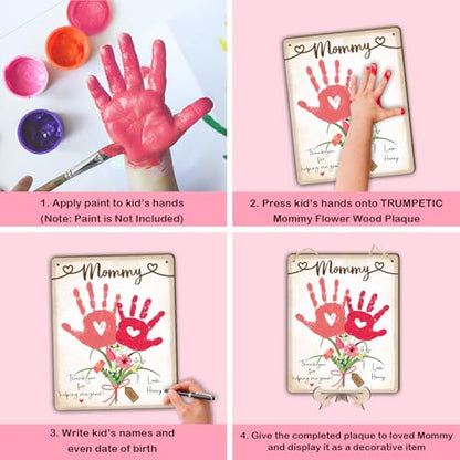 DIY Baby's First Mothers Day Handprint Flowers Hanging Sign