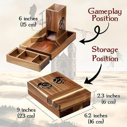 Wooden Magnetic Dice Tower with Tray