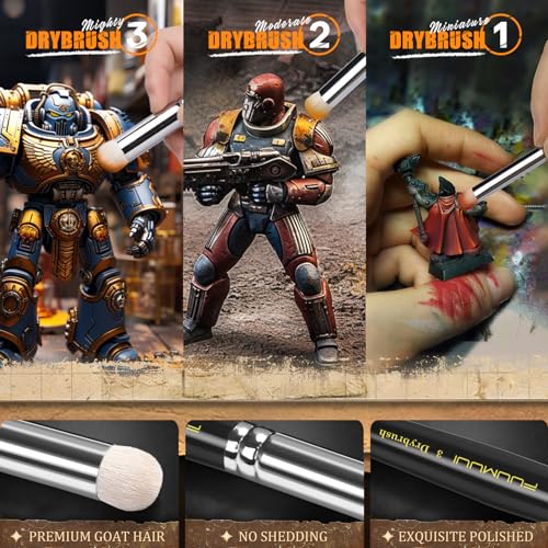 Miniature Paint Brushes with Domed Dry Brush Set for Miniature Painting