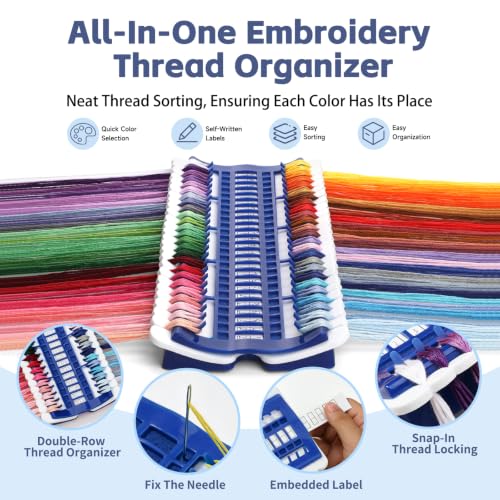 50 Position Embroidery Floss Organizer Thread Organizers with 15P Card