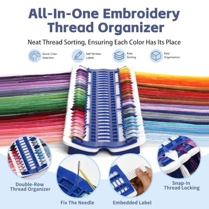 50 Position Embroidery Floss Organizer Thread Organizers with 15P Card