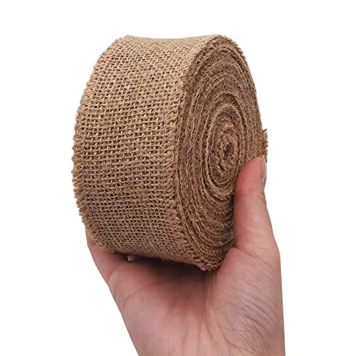 2" Natural Burlap Fabric Roll 10 Yards Jute Ribbon (30 Foot)