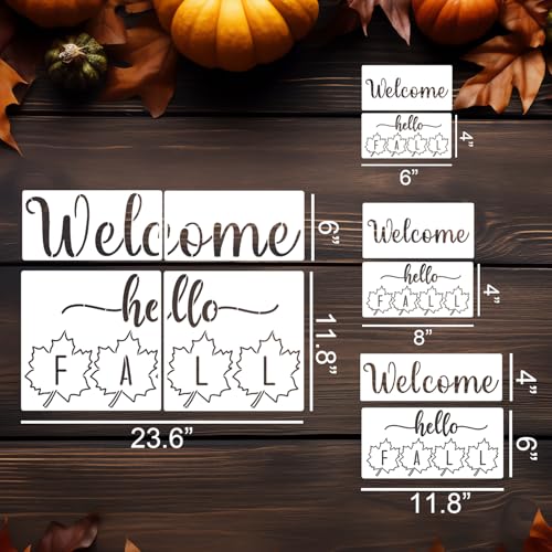 Fall Stencils Hello Fall Doormat Stencils for Painting on Wood Door Mats Fabrics Porch Hanger (10 Count)