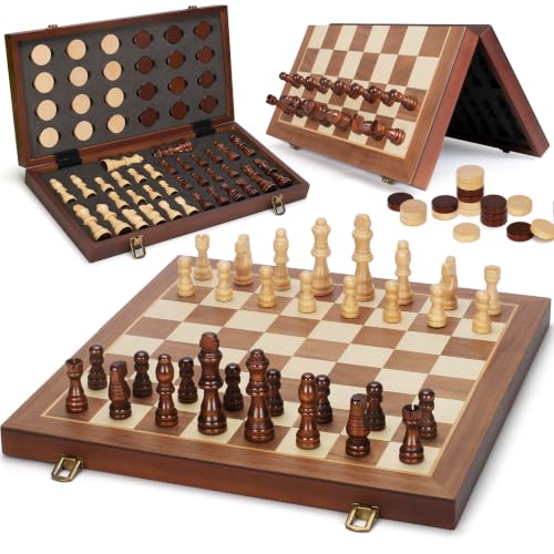 2 in 1 Magnetic Chess Set & Checkers Board Game