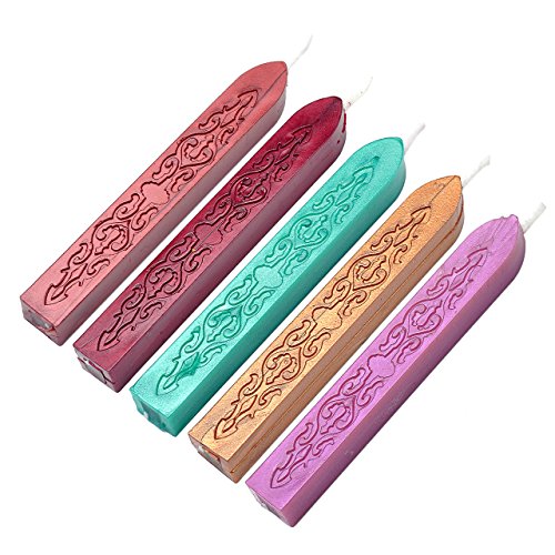 5 Pcs Sealing Wax Sticks with Wicks for Wax Seal Stamp (5 Count)