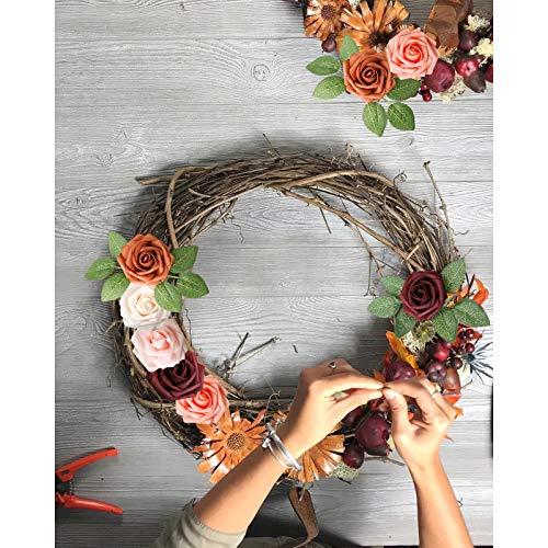 Burgundy Shades Rose 25pcs Real Looking Artificial Flowers w (25 Count)
