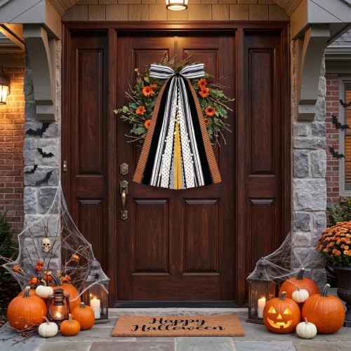 Large Halloween Ribbon Bow for Wreath