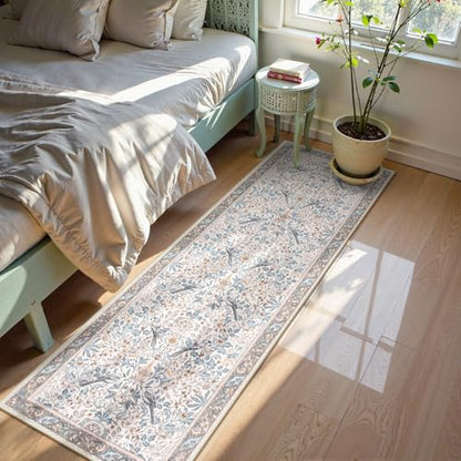 Boho Floral Birds 2x6 Kitchen Runner Rugs Non Skid Washable