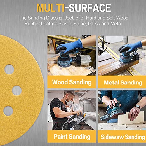 100PCS 5 Inch Sanding Discs 180 Grit Random Orbit Sander Sandpaper (100 Count)