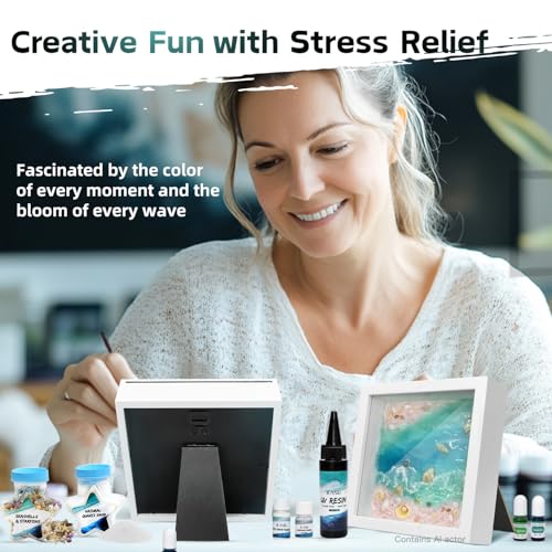 Crafts For Adults Women Teen Girls Ocean Beach UV Resin Kit for beginners Arts and Crafts for adults Resin Art Project DIY Sea Crafting Making Set Unique Artist Woman Gifts on Christmas Romantic