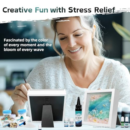 Crafts For Adults Women Teen Girls Ocean Beach UV Resin Kit for beginners Arts and Crafts for adults Resin Art Project DIY Sea Crafting Making Set Unique Artist Woman Gifts on Christmas Romantic