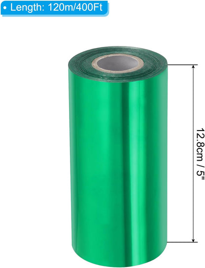 PATIKIL 5"x400Ft Hot Stamping Foil Paper, Heat Transfer Hot Stamping Paper Foil Roll for Leather DIY Logo Decor Craft Gift Package Scrapbook Card, Green