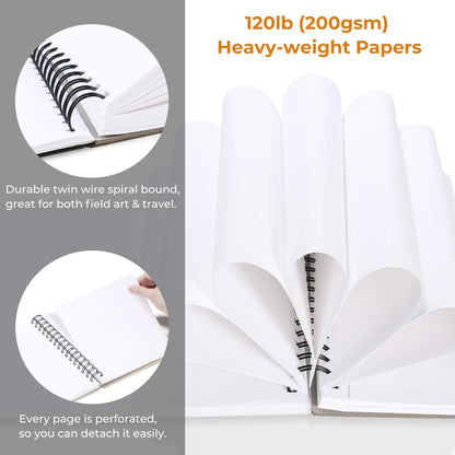 Mix Media Pad, Ohuhu Mixed Media Art Sketchbook, 120 LB/200 GSM Heavyweight Papers, 62 Sheets/124 Pages, Spiral Bound Mixed Media Paper Pad for Christmas Gift - Crafty Corner