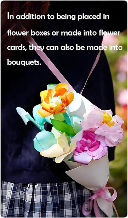 Science Craft Kit: Color Mixing & Dyeing Paper Flower Bouquet for Adults, Teens & Kids 8-12. Handmade Craft for Women's Group Activities & Stem Family Fun, Gift for Birthday Christmas, (Green Florist)