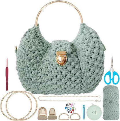 ACRNIGHEET Macrame Bags for Women Macrame Purses and Handbags Macrame Kit for Beginners DIY Macrame Purse Kit with D Shaped Handle Hobbies Project for Starter Boho Gift for Friends
