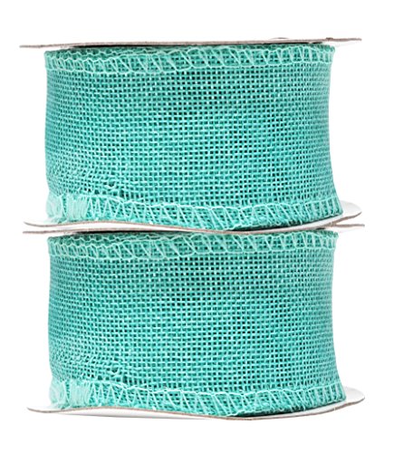 2 Inch Wide Turquoise Burlap Ribbon for Crafts (60 Foot)