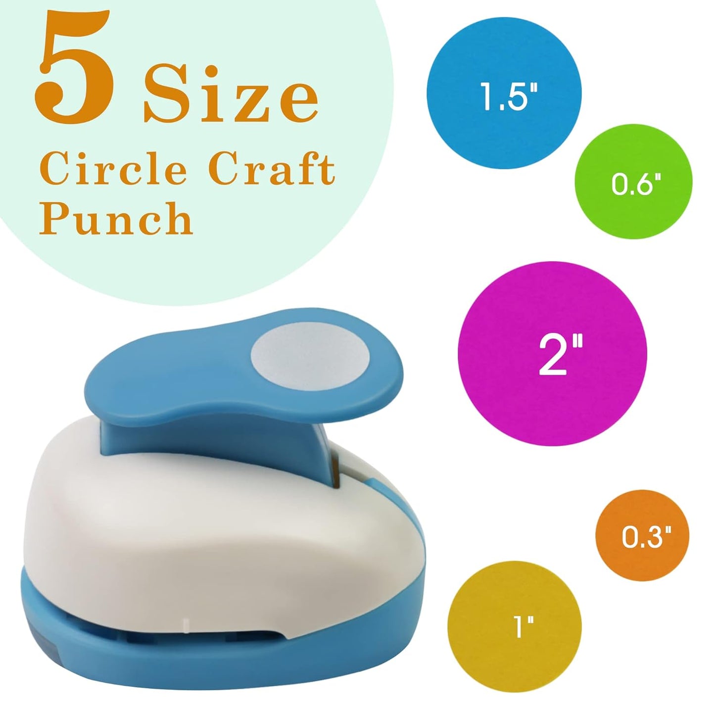 Set 5 Circle Paper Punch 0.3'' / 0.6'' / 1'' / 1.5'' / 2'', Scrapbooking Hole Punches Crafting, Design for Office Supplies, Card Making, DIY Photo Album. - Crafty Corner