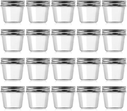 novelinks 4 oz Clear Plastic Jars with Screw-On Lids – Reusable Round Containers for Slime, Food, Spices, Crafts & Kitchen Organization – BPA-Free Storage Jars, 20 Pack