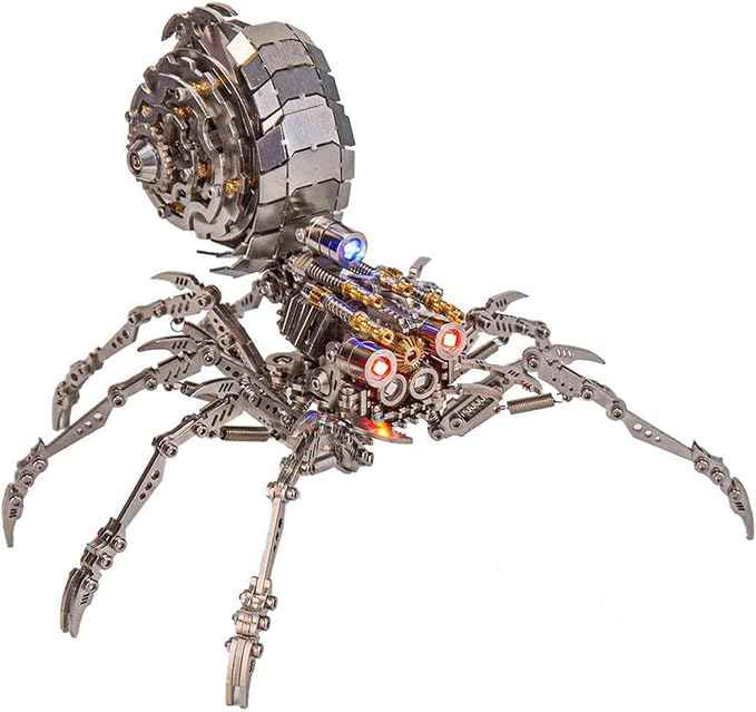 3D Metal Puzzle Mechanical Spider Model Kits, 203 Pieces 3D Stainless Steel Puzzle Jigsaw DIY Assembly Steampunk Metal Model Kits