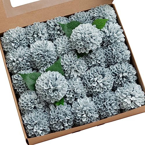 Dusty Blue Artificial Dahlias (25 Count)