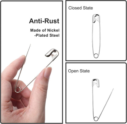 500 PCS 19mm Safety Pins - Heavy Duty Quilting Pins, Mini Size 00, Silver Metal for DIY Crafts, Jewelry Making, Baby Clothing