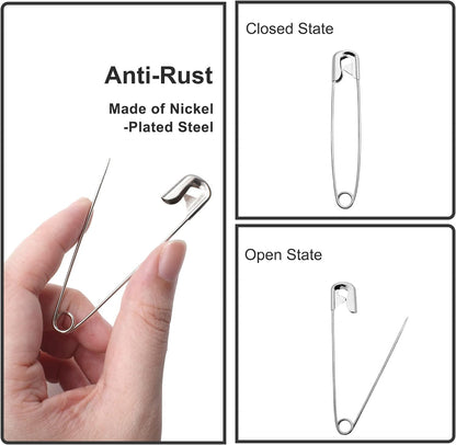 1000PCS 28mm / 1.1 Inch Heavy Duty Quilting Pins, Medium Safety Pins Size 1, Silver Metal Sewing Pins, Sharp Pins for DIY Crafts Jewelry Making Baby Clothing (Nickel Plated)