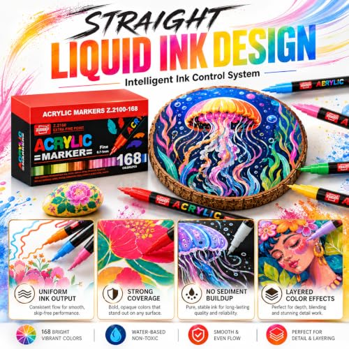 168 Colors Acrylic Paint Markers and ACRYLIAC PAINT PENS for Rock (168 Count)